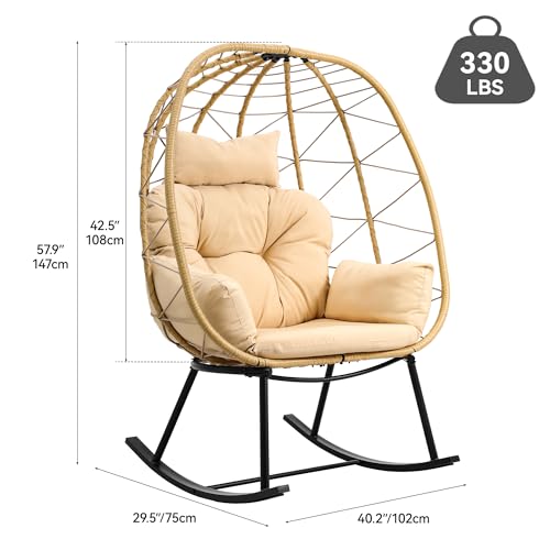 Beige Wicker Rocking Egg Chair K235626