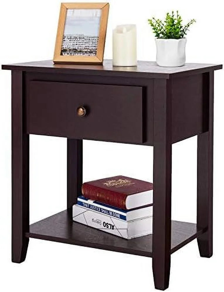 End Table with Drawer and Solid Wood Legs D98393