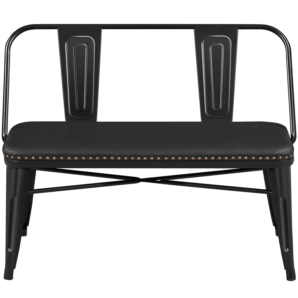 Black Metal Dining Bench with Upholstered Seat N894898