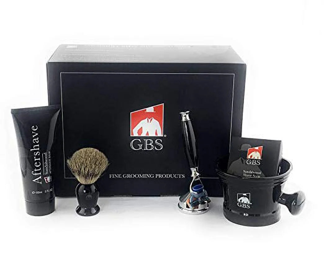 5 Blade Razor Ceramic Black Shaving Mug Shaving Brush Sandalwood Aftershave Shaving Soap Razor Stand Q442