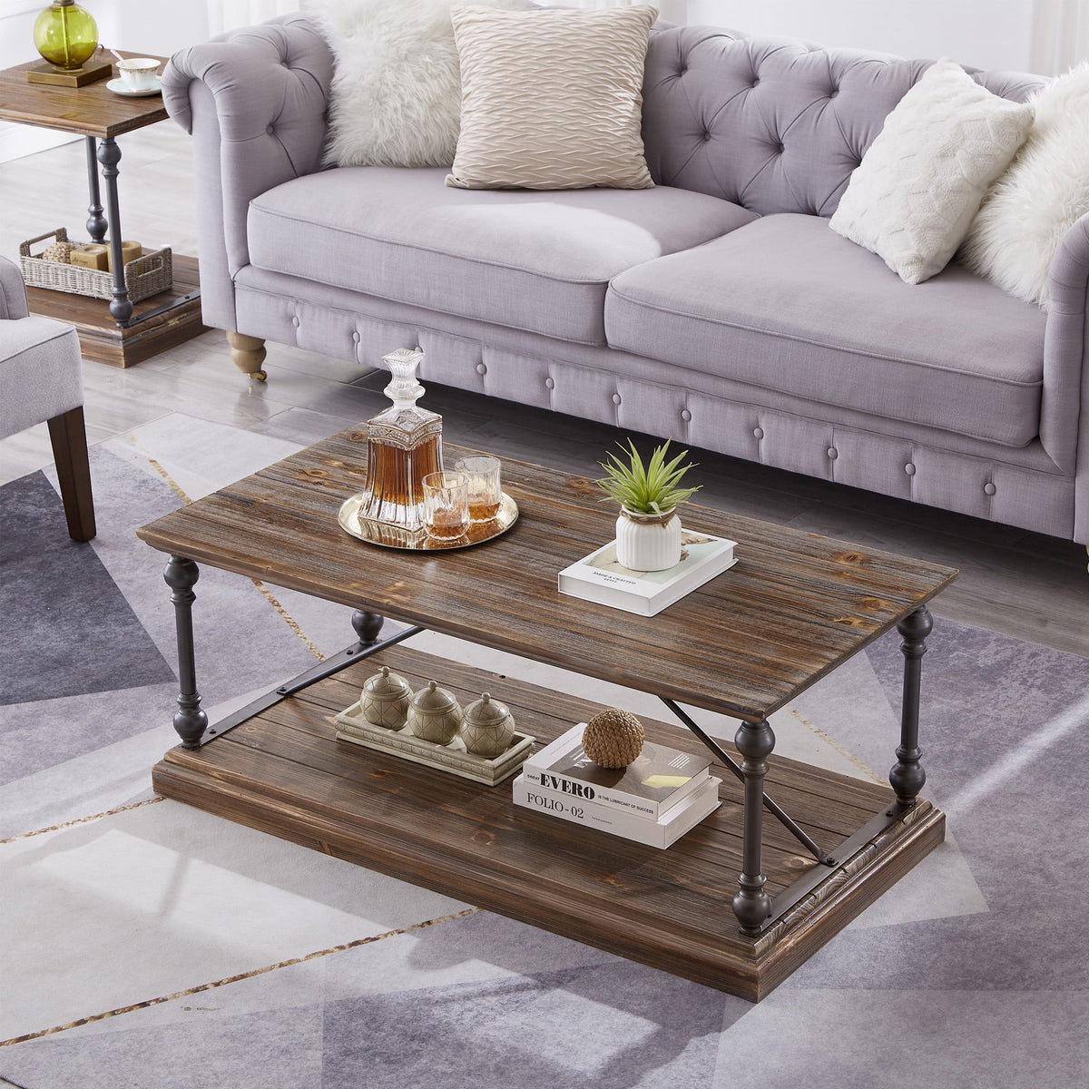 Dark Brown Coffee Table with Storage Shelf K869158