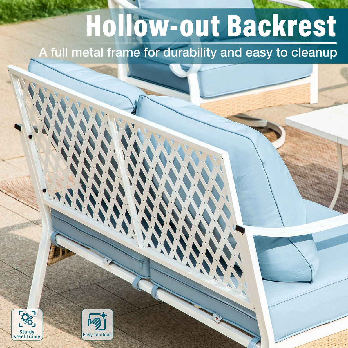 4 Piece Blue Patio Conversation Set D301965