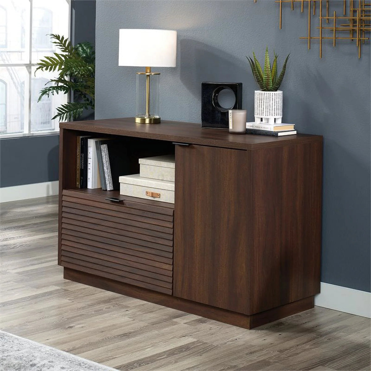 Mahogany Engineered Wood Storage Credenza P8778