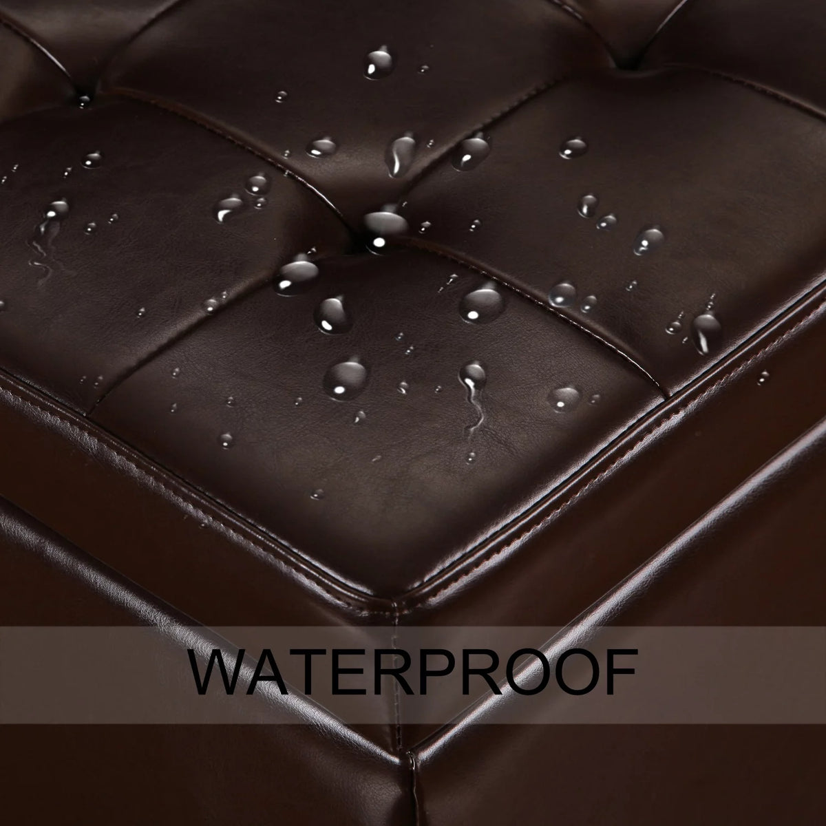 Brown Leather Square Storage Ottoman J673