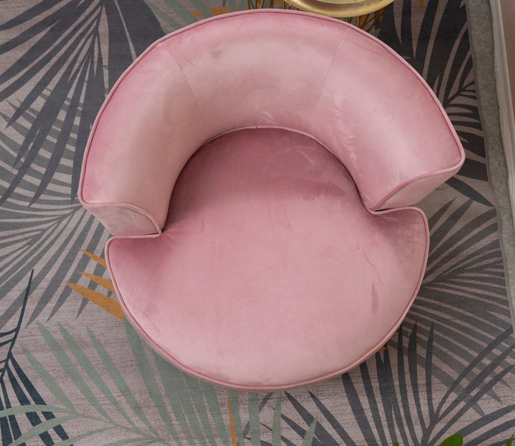 Pink Velvet Swivel Barrel Chair with 1 Pillow D4058