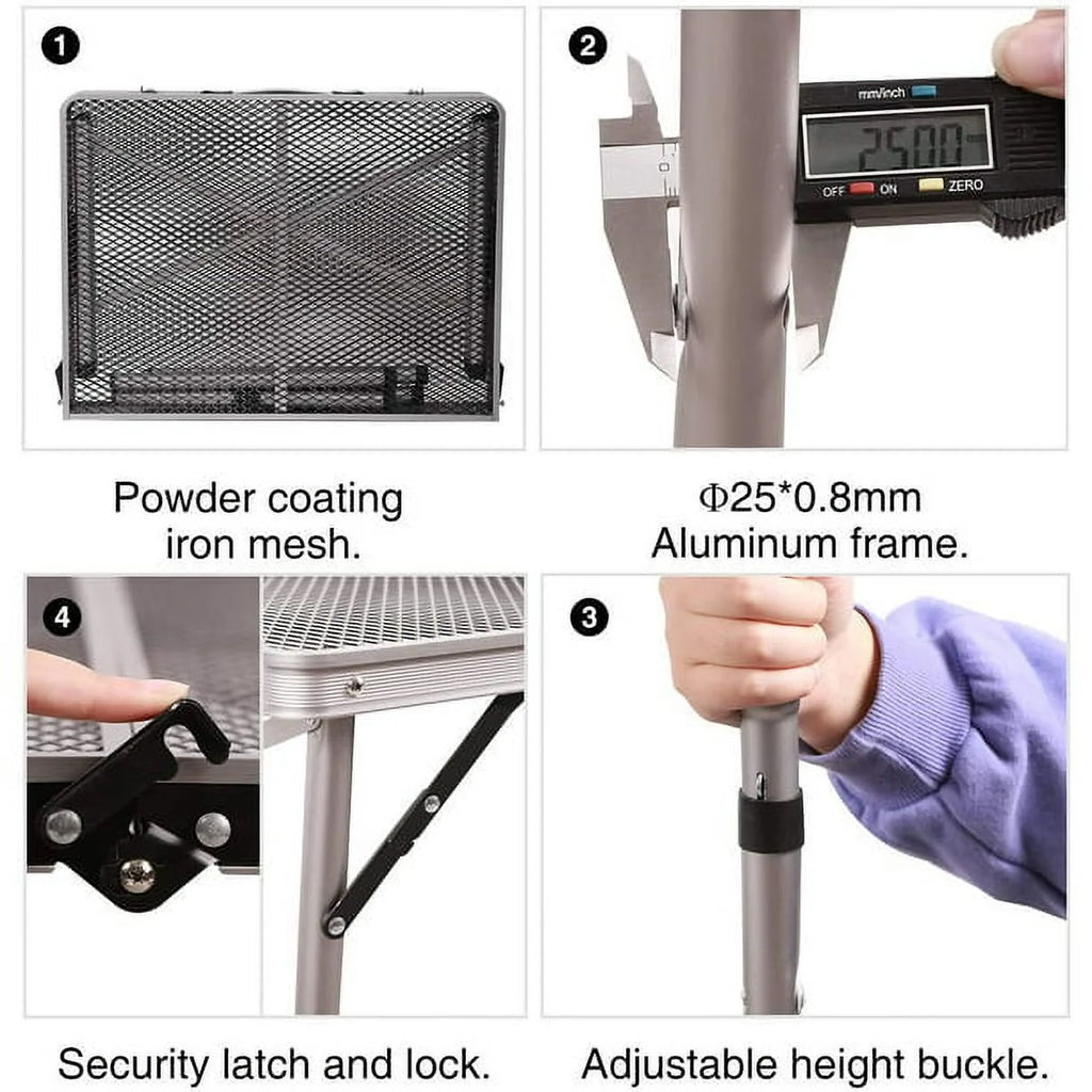 Folding Portable Aluminum Grill Table with Adjustable Height Legs D465