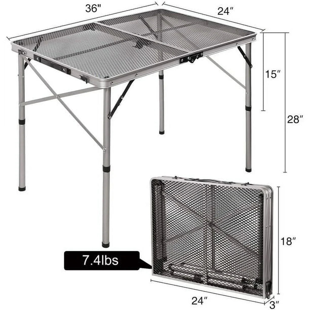 Folding Portable Aluminum Grill Table with Adjustable Height Legs D465