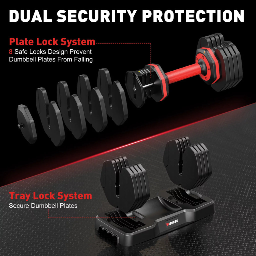 Adjustable Dumbbells Set with Tray, Black K416256