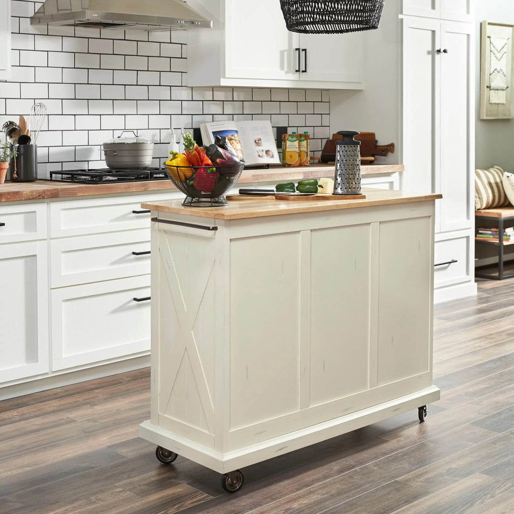 Off White Wood Kitchen Cart C929784