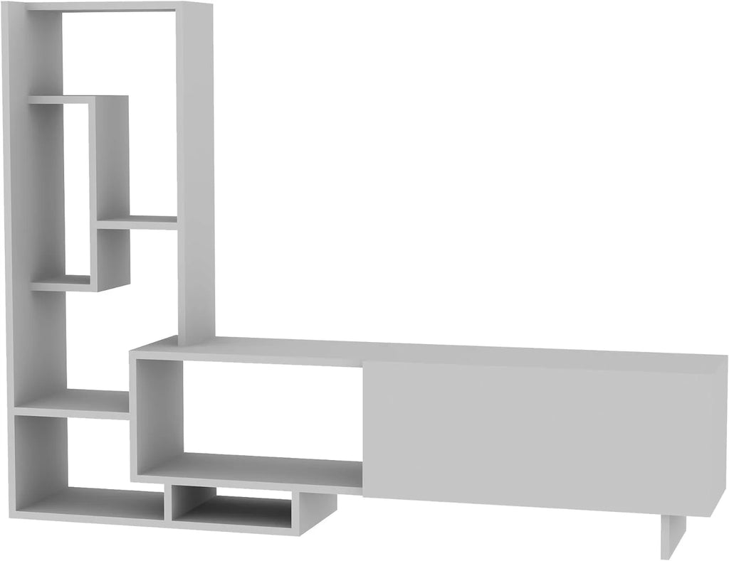 White TV Stand with Shelves for TVs Up to 55 inch G6004