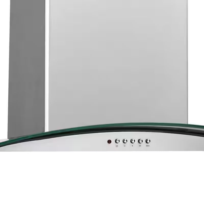 30 in. Convertible Wall Mount Chimney Range Hood in Stainless Steel with Glass Canopy U412