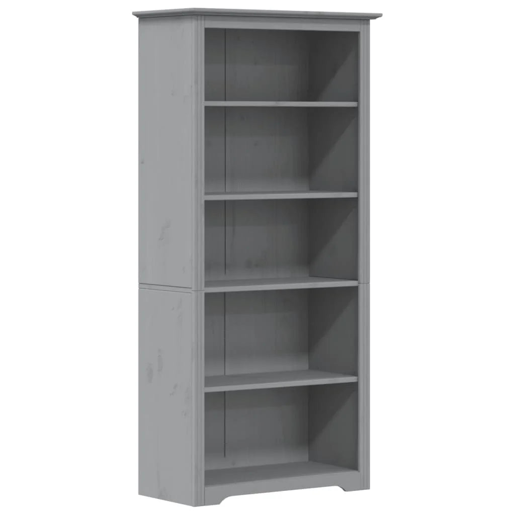 Gray Solid Wood Pine 5-Tier Bookcase D712956