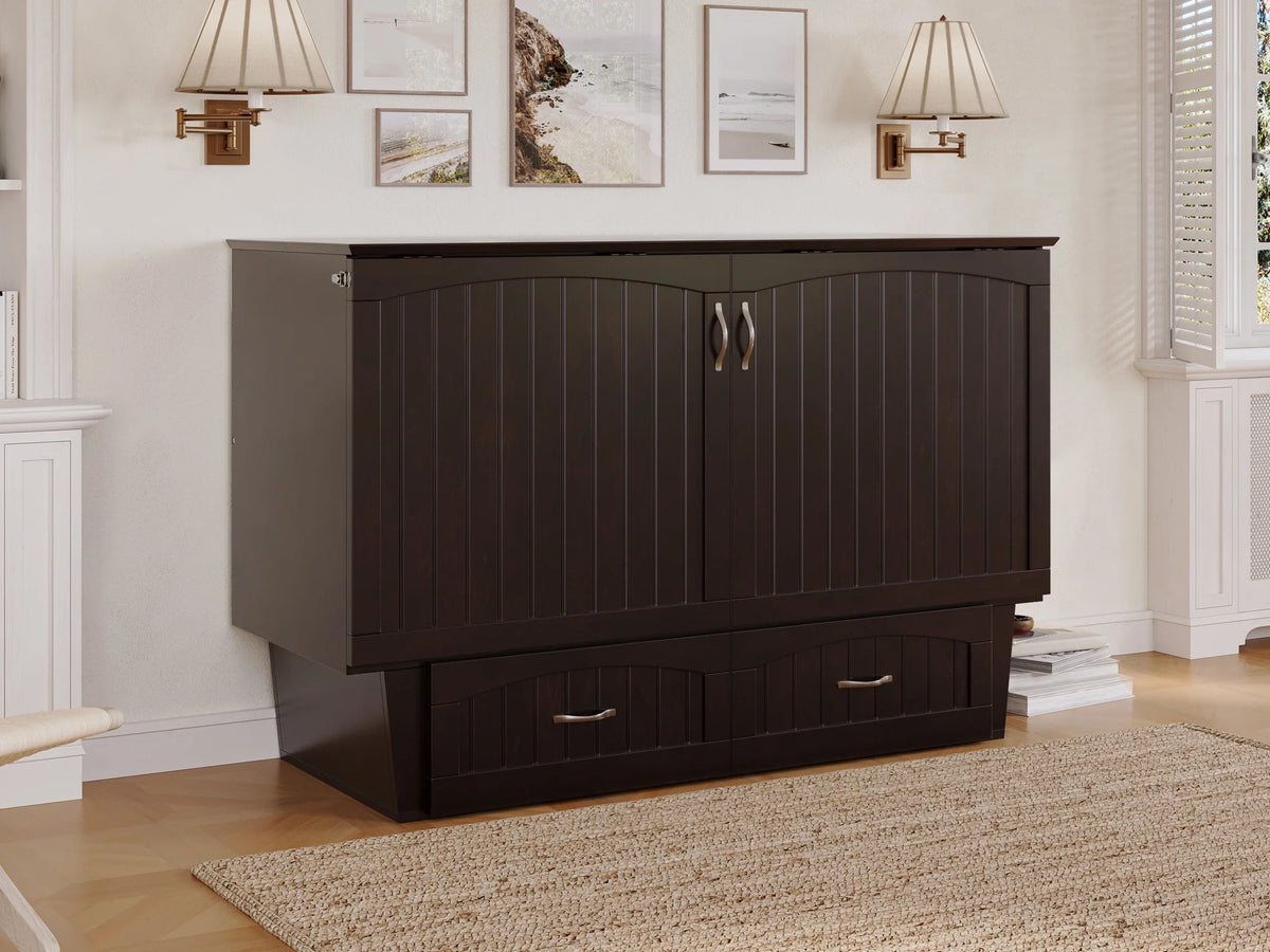 Queen Solid Wood Murphy Bed Chest with Mattress N54944