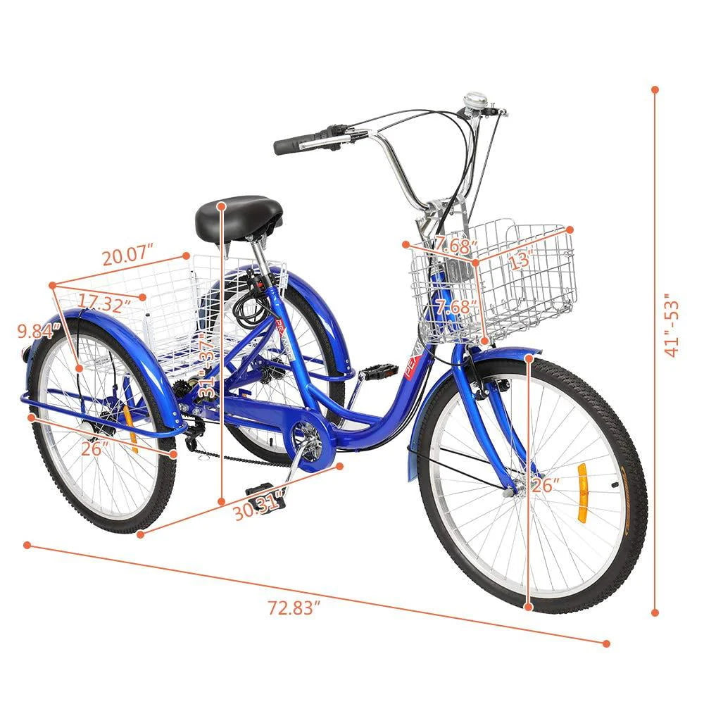 Blue 26-Inch Wheel Adult Tricycle S176911
