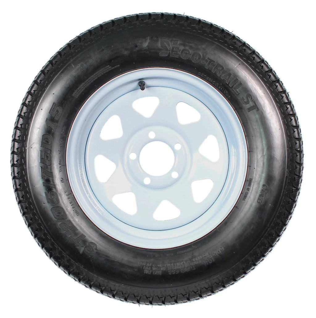 2-Pk Trailer Tire Rim ST205/75D15 15 in. Load C 5 Lug White Spoke Wheel U6978