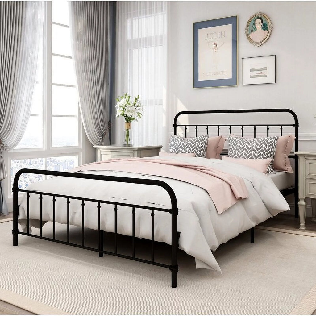 Metal Twin Bed Frame with Headboard and Footboard U4280