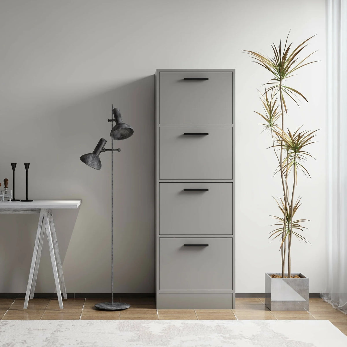 4 Drawer Wood Lateral Filing Cabinet with Lock A2891