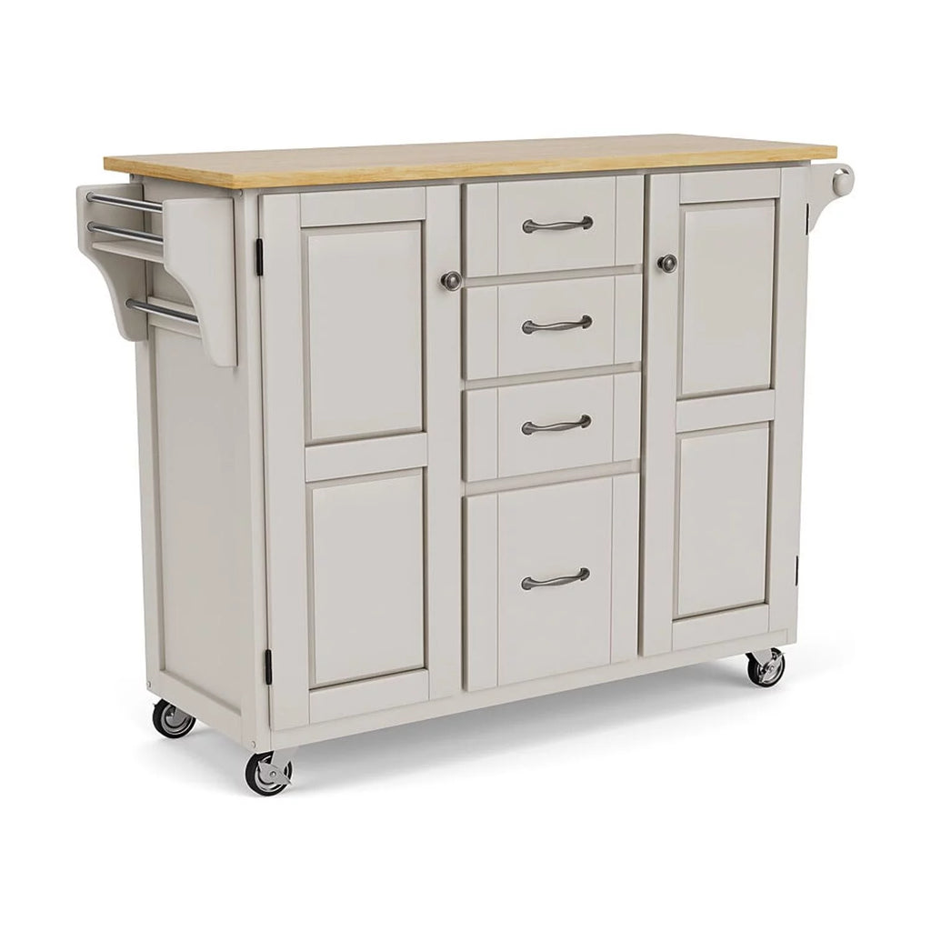 Off White Wood Rolling Kitchen Cart D453620