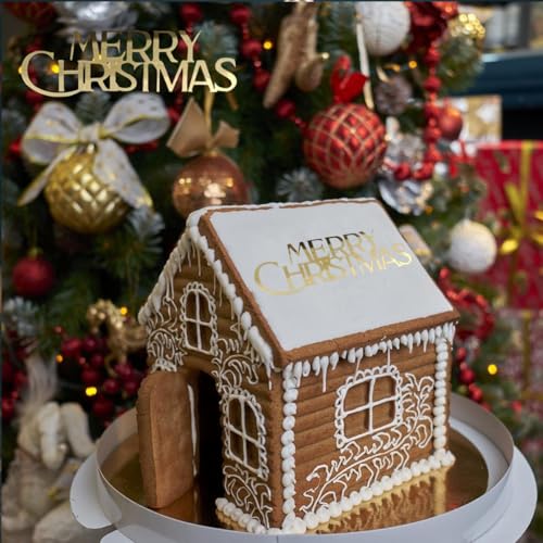 10Pcs Christmas Cake Toppers Acrylic Mirror Gold Silver X8137