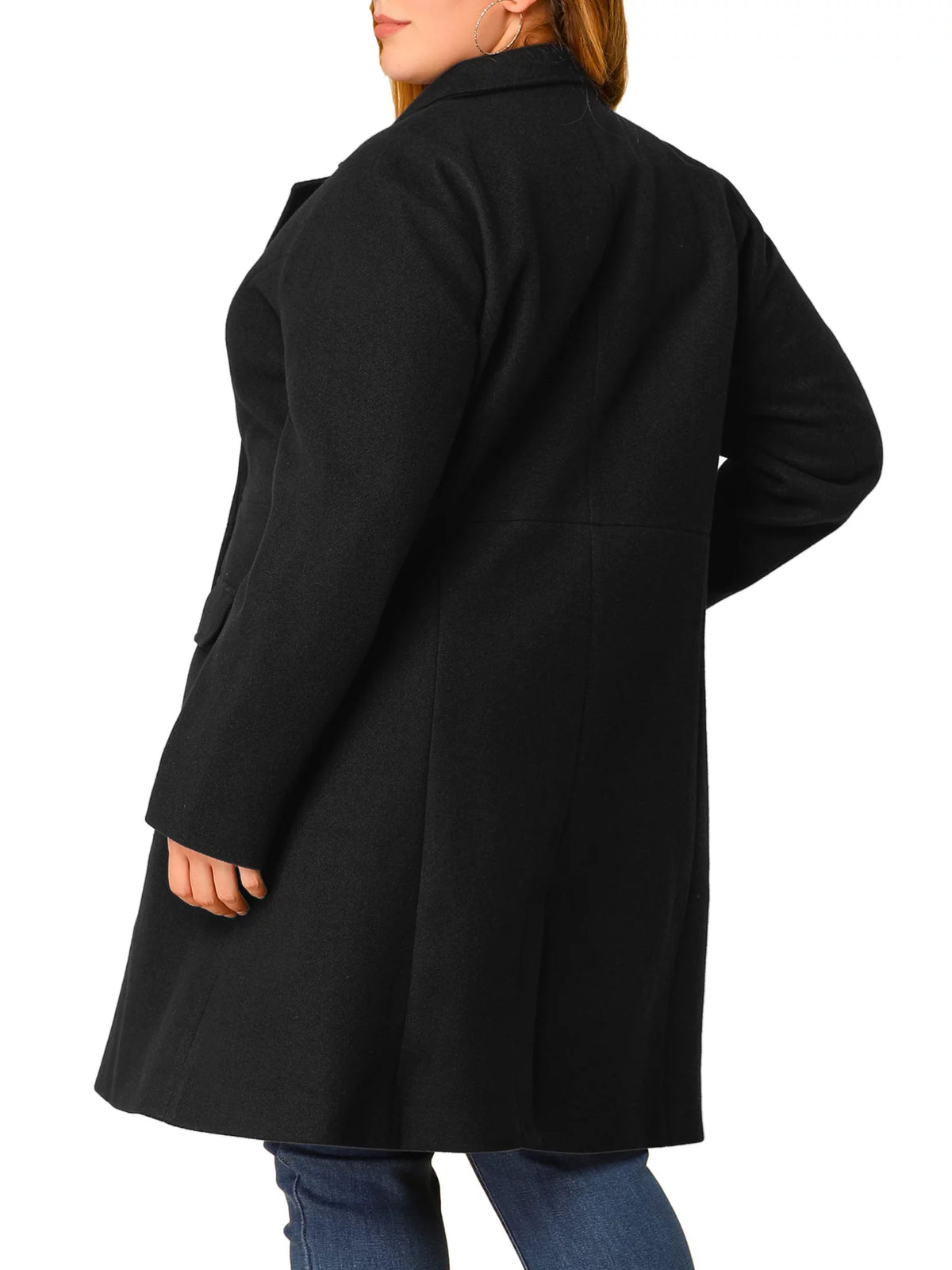 Plus Size Double Breasted Long PeaCoats K106