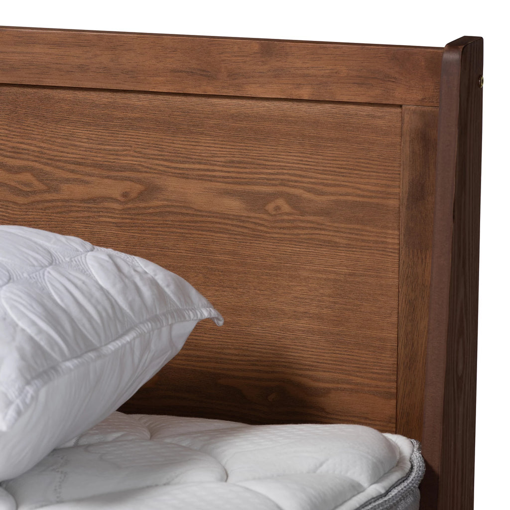 Queen Size Ash Walnut Finished Wood Platform Bed E978506