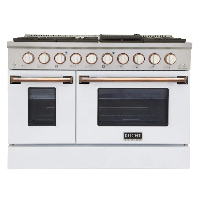 48 In. 6.7 cu ft. Propane Gas Range with White Door and Gold Accents G964