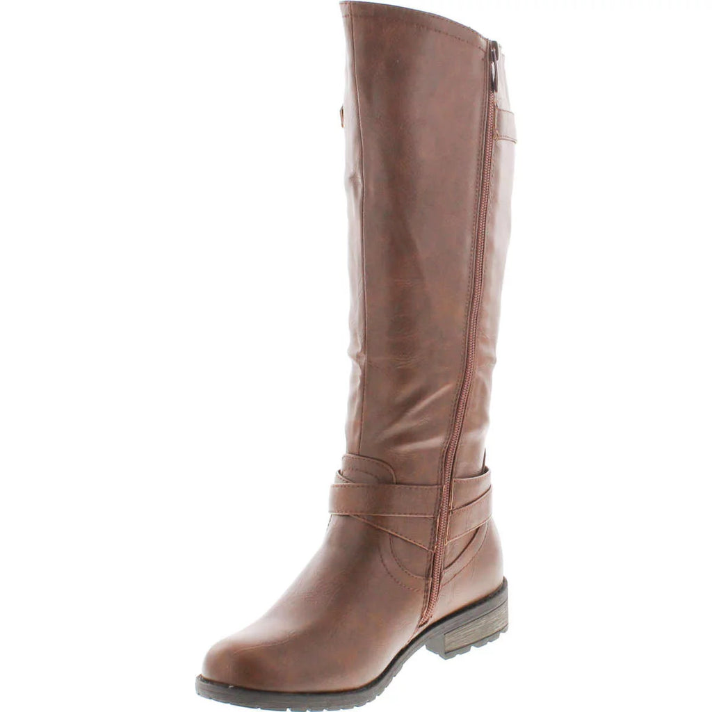 Brown Knee High Side Zipper Riding Boots I968