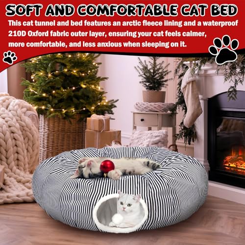 Christmas Tree Cat Tunnel Bed 3 Way Woven Brown L624