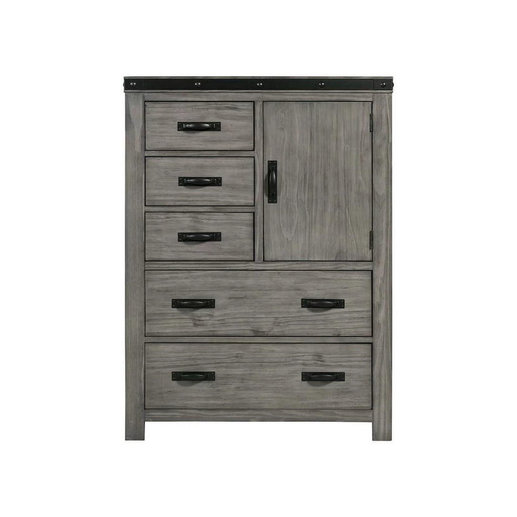 Gray Solid Wood 5-Drawer Chest L7520