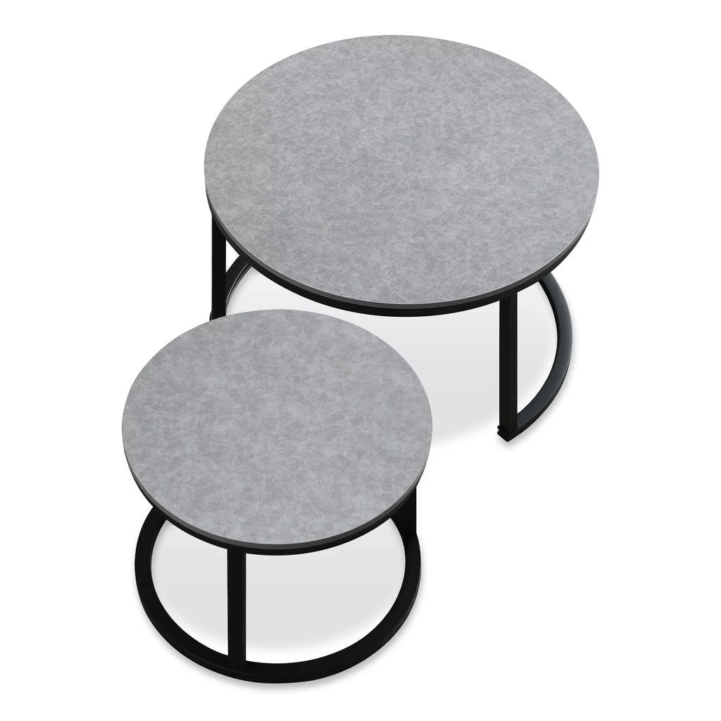 Round Nesting Coffee Table Set Metal Frame Gray D299346