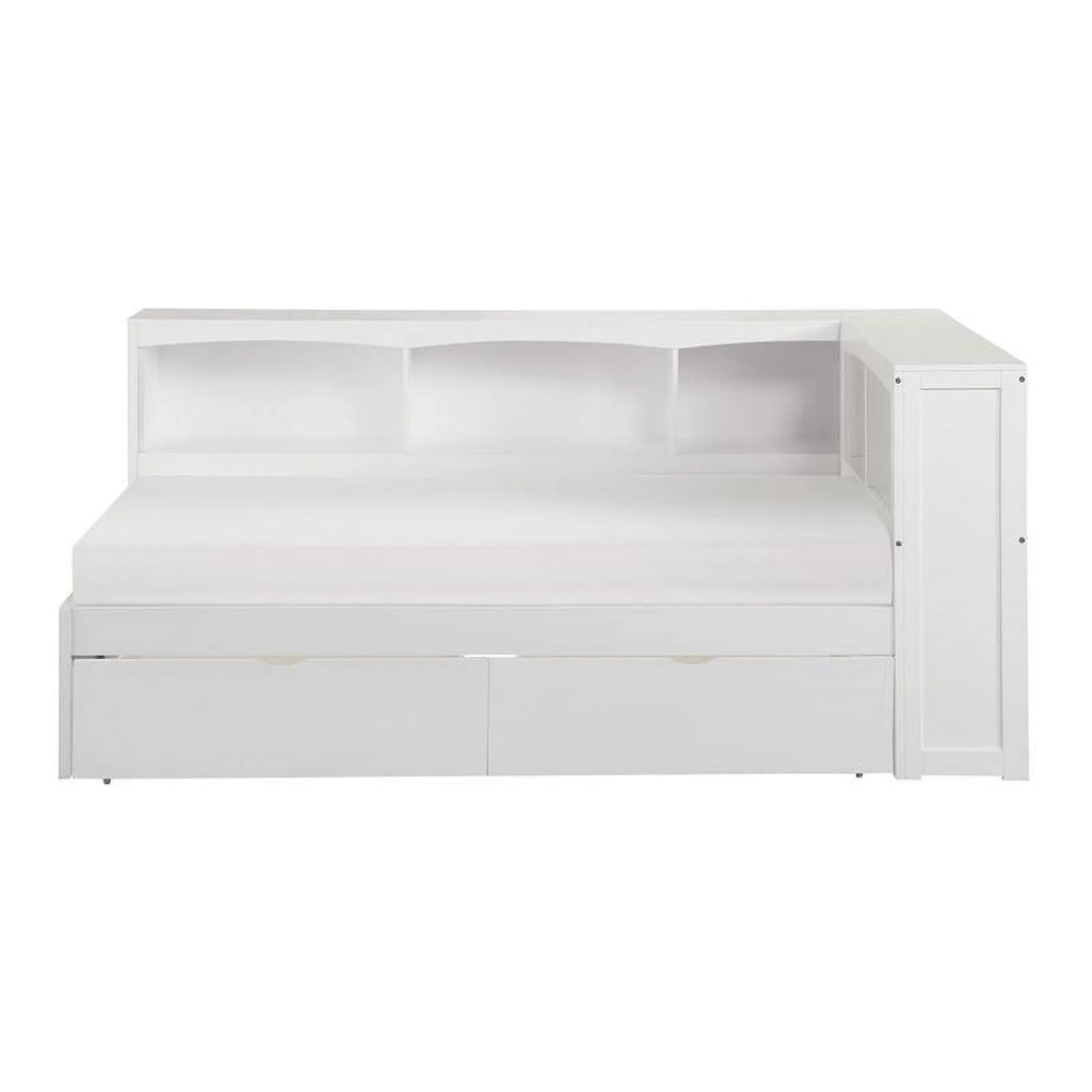 White 5-Shelf Wood Twin Corner Bed P786480