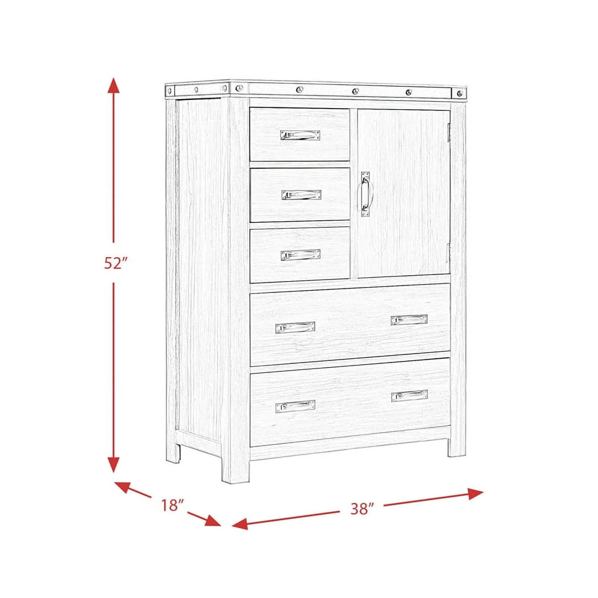 Gray Solid Wood 5-Drawer Chest L7520