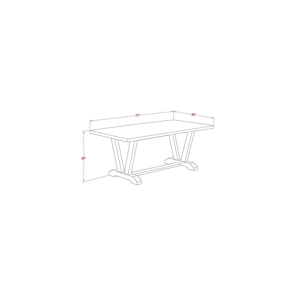 Kitchen Table with Linen White Top and Wooden Legs I7033