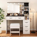 Black Vanity Desk with Mirror and Lights E6964
