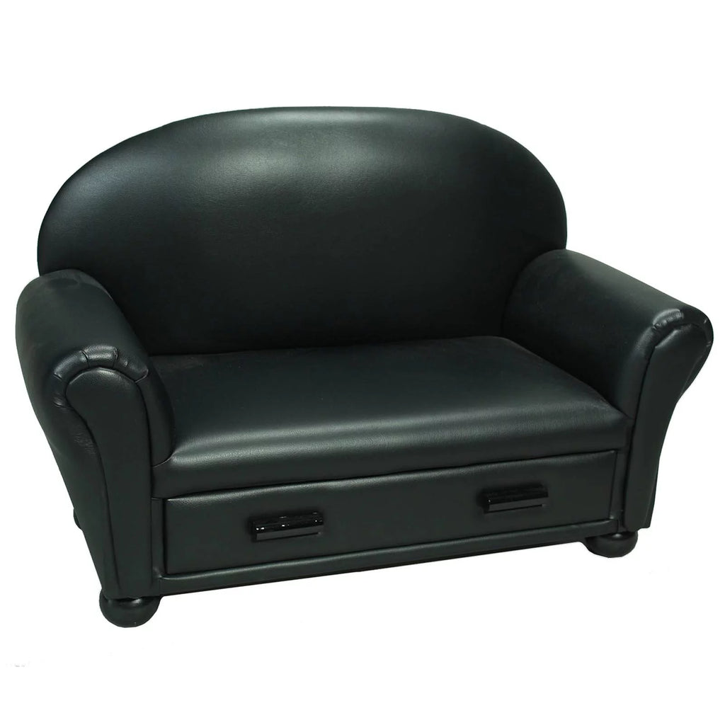 Blue Upholstered Chaise Lounge with Drawer B3017