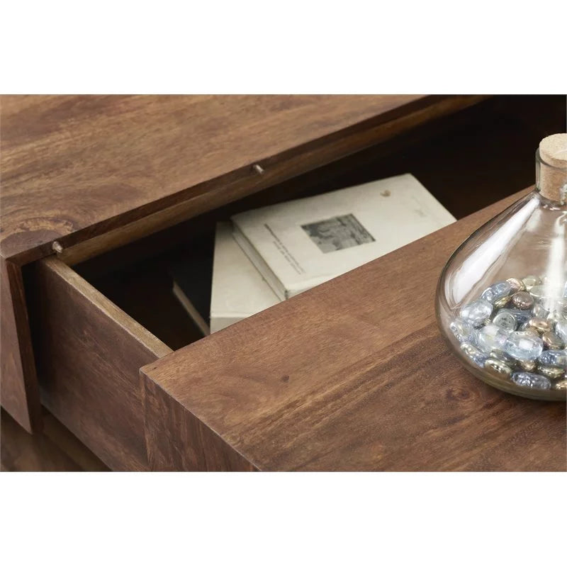 Brown Modern Hard Wood Coffee Table with Sliding Top J39039
