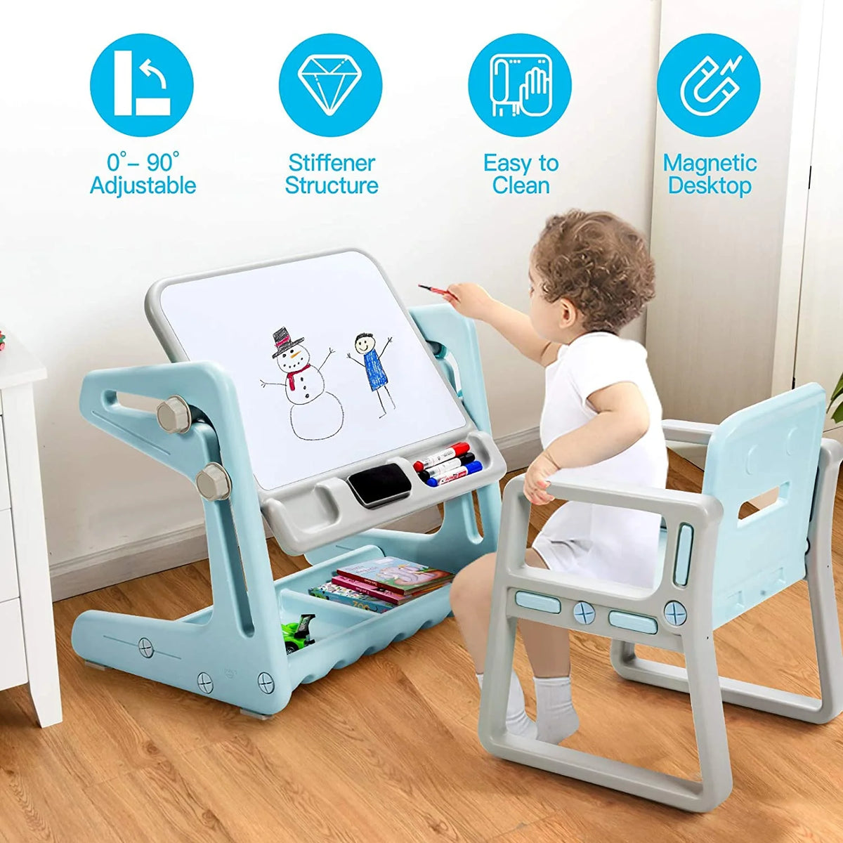 2 in 1 Kids Table & Chair Blue A136807