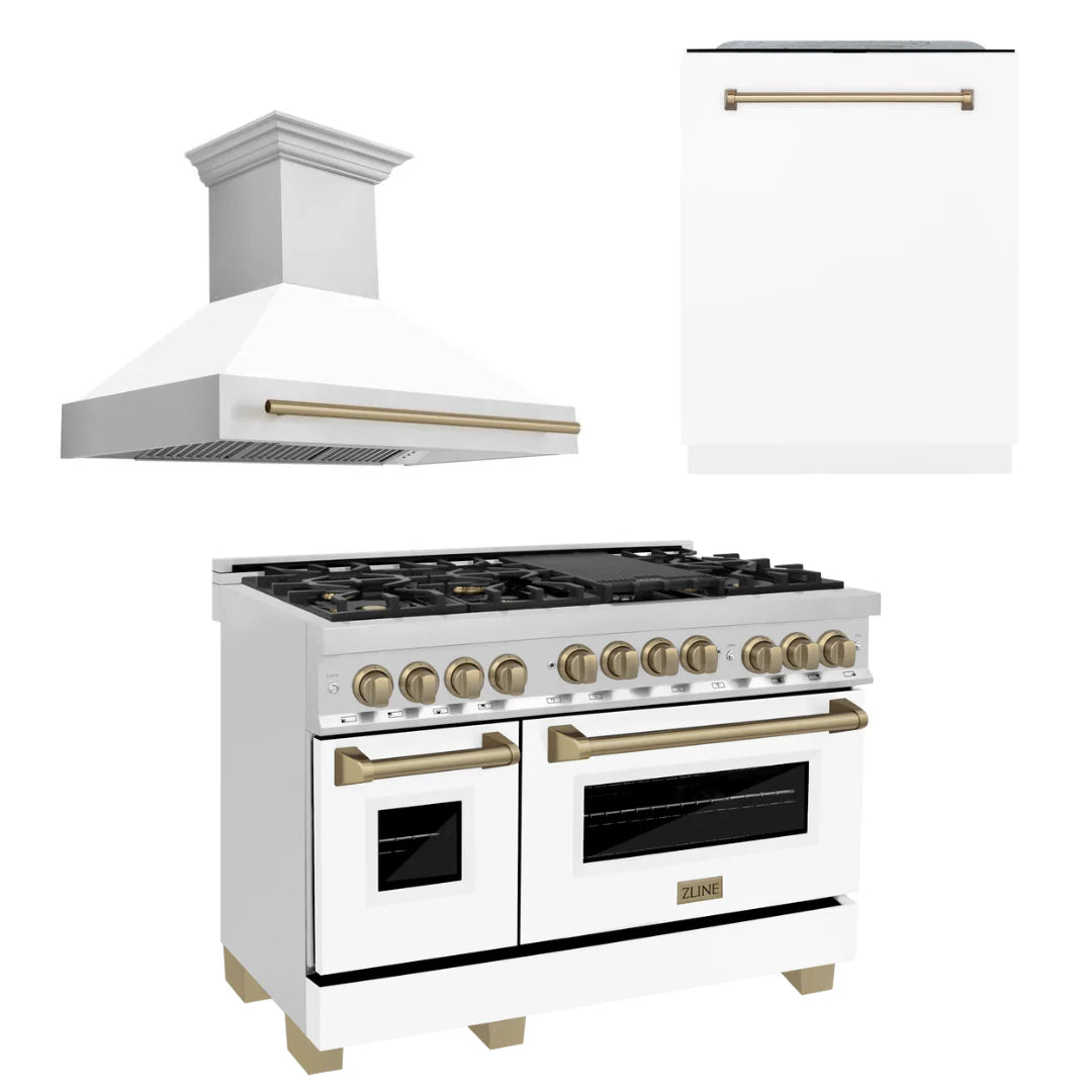 48 In. Gas Range, Range Hood, Dishwasher in White Matte G954180