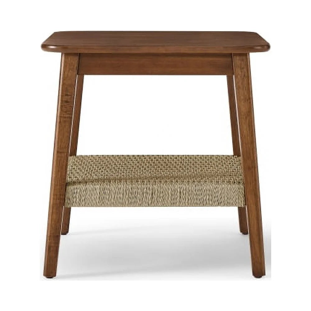 23" Mid-Century Side Table with Woven Shelf M598120