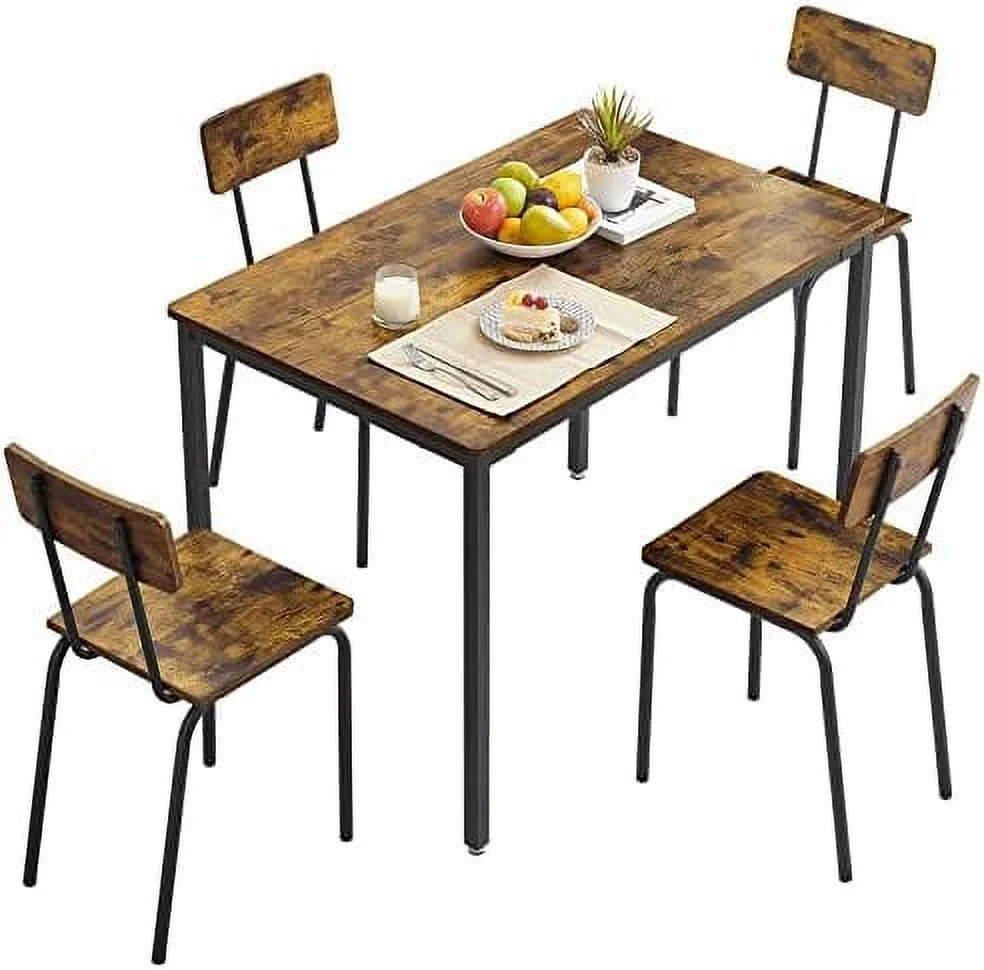 3 Piece Metal and Wood Table and Stools Set X910405