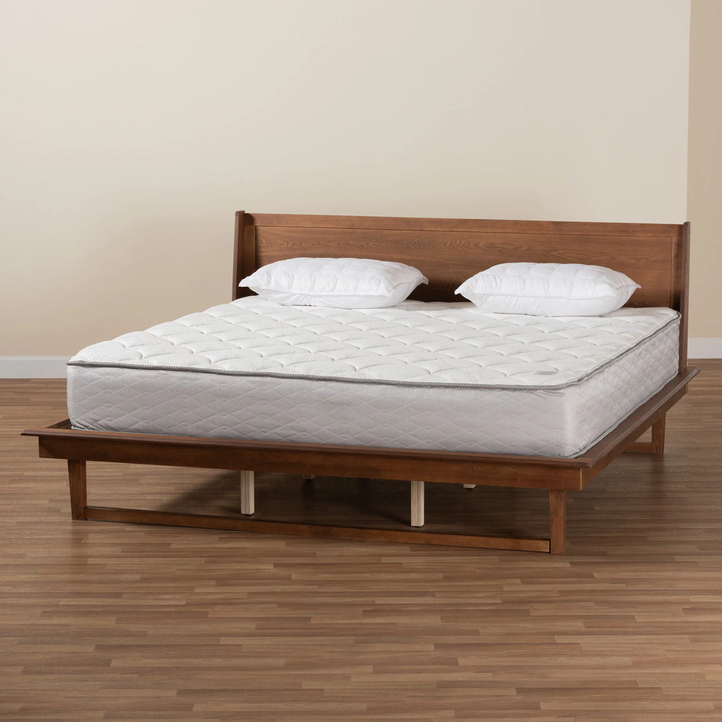 Queen Size Ash Walnut Finished Wood Platform Bed E978506