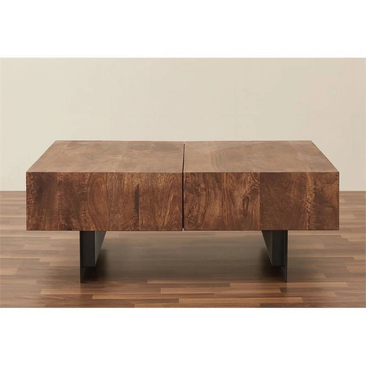 Brown Modern Hard Wood Coffee Table with Sliding Top J39039