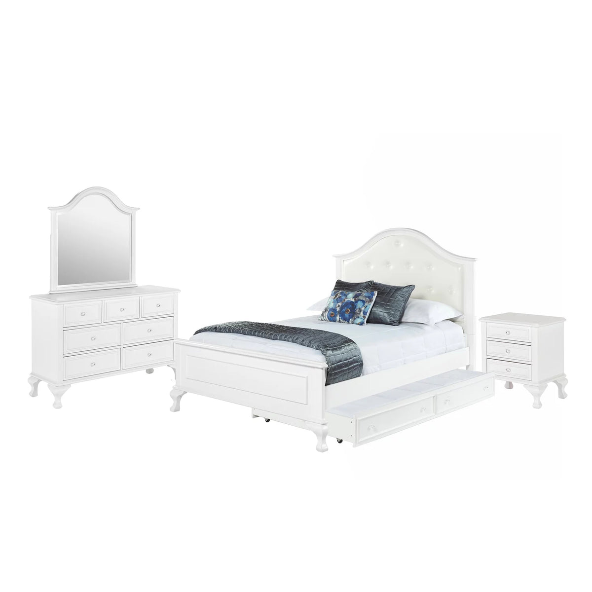 White 4 Piece Full Bedroom Set H526