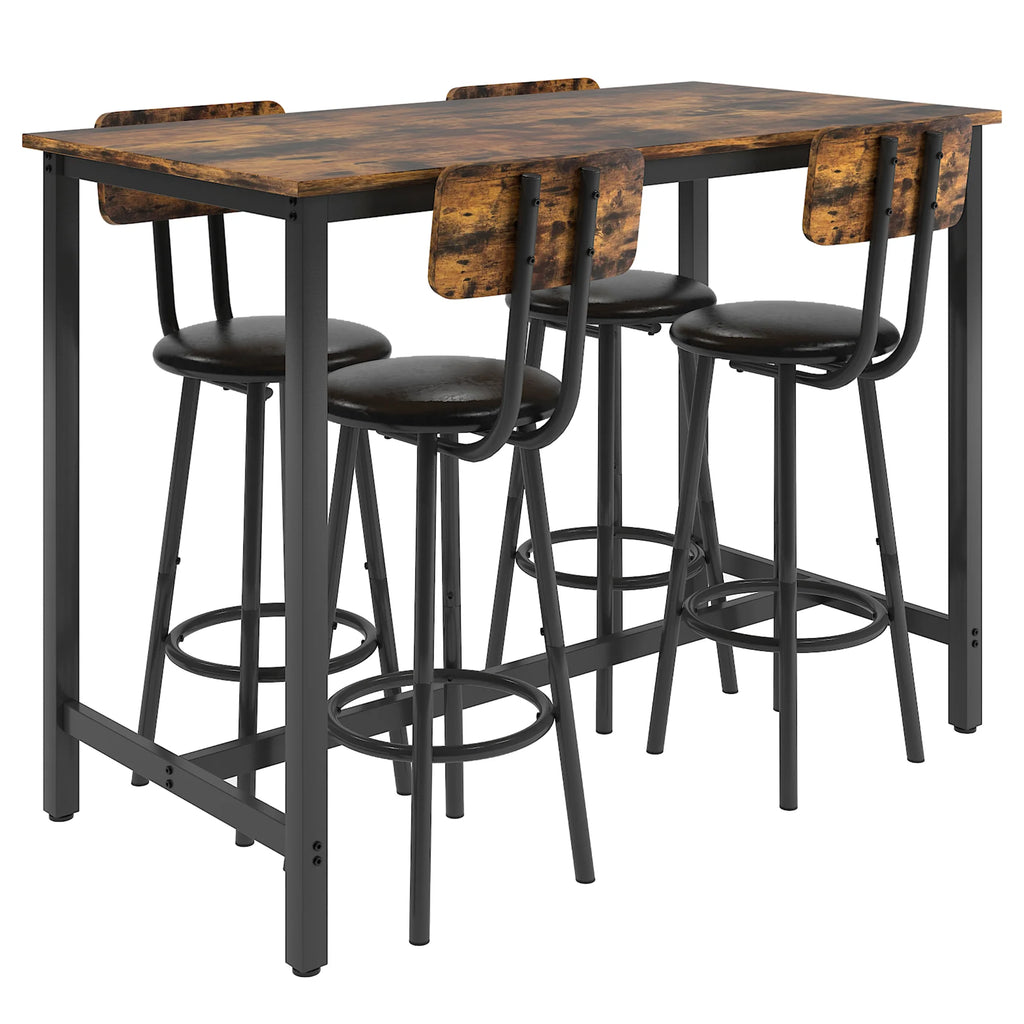 5 Piece Bar Height Dining Table Set with Upholstered Stools J5070