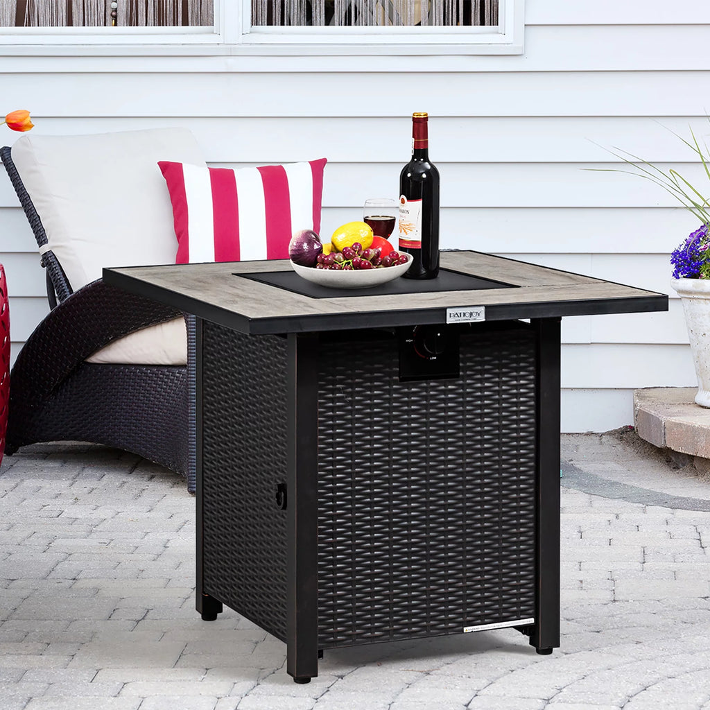 30'' Square Propane Gas Fire Pit Table 50,000 BTU with Cover L926