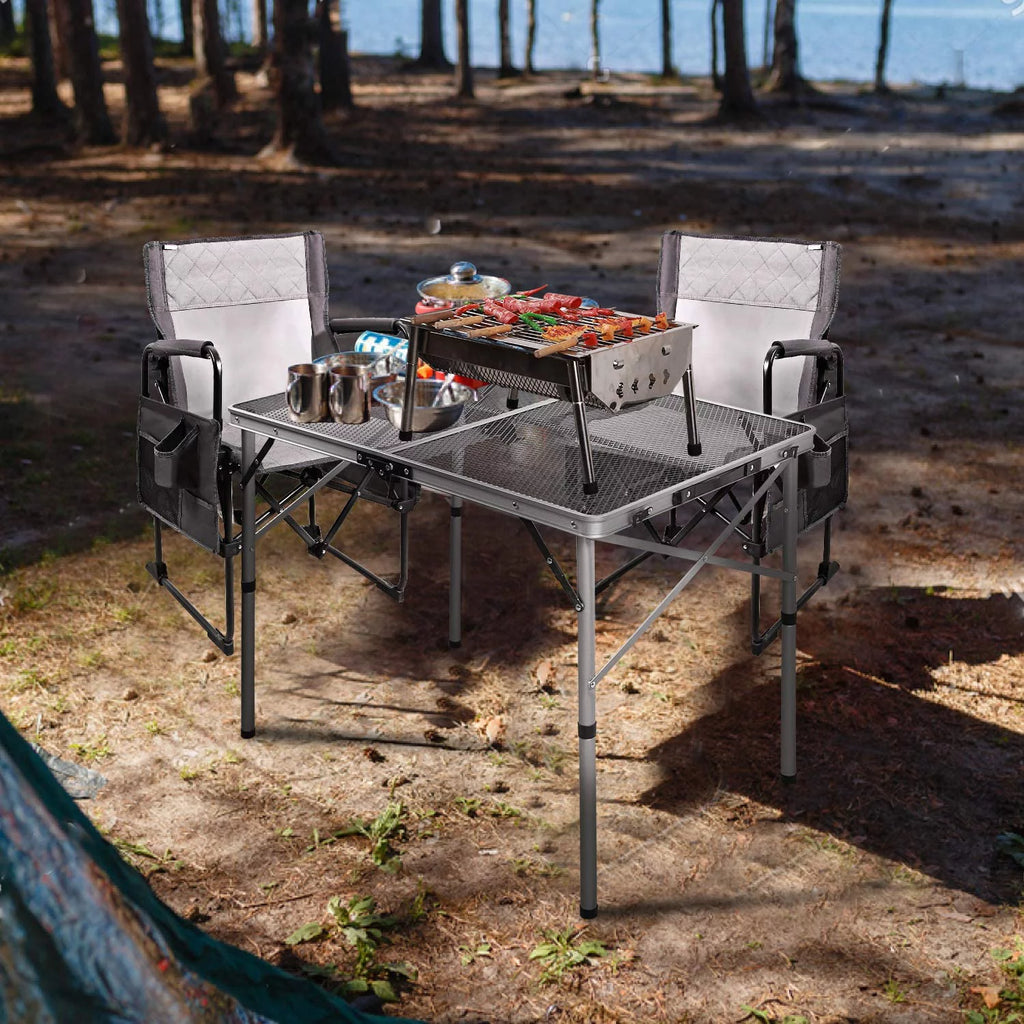 Folding Portable Aluminum Grill Table with Adjustable Height Legs D465