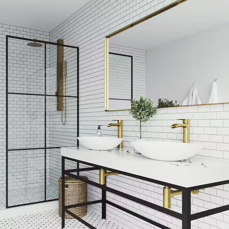 Single Handle Bathroom Vessel Faucet Matte Brushed Gold V1409
