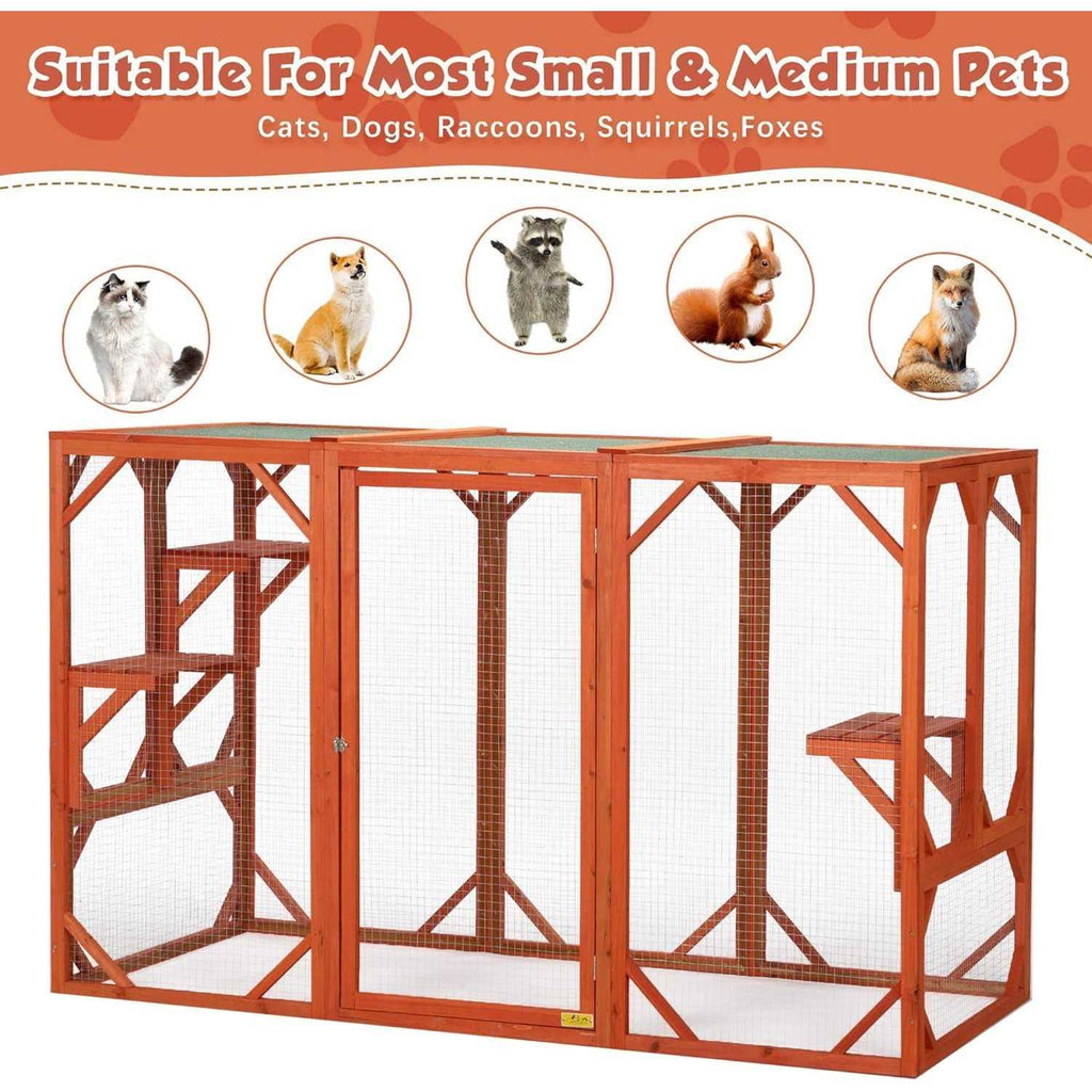 Wooden Weatherproof Outdoor Cat Enclosure J5160