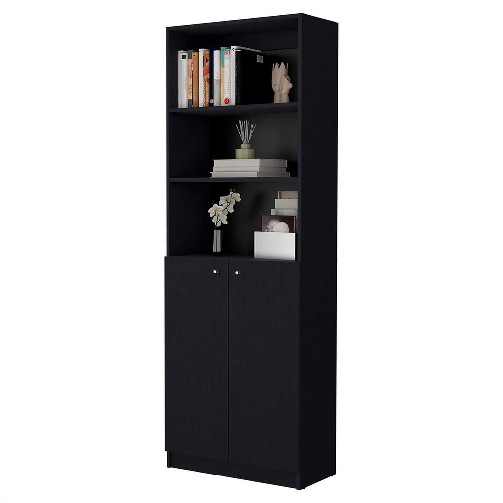 Black 2 Door Engineered Wood Bookcase Set of 2 M566520