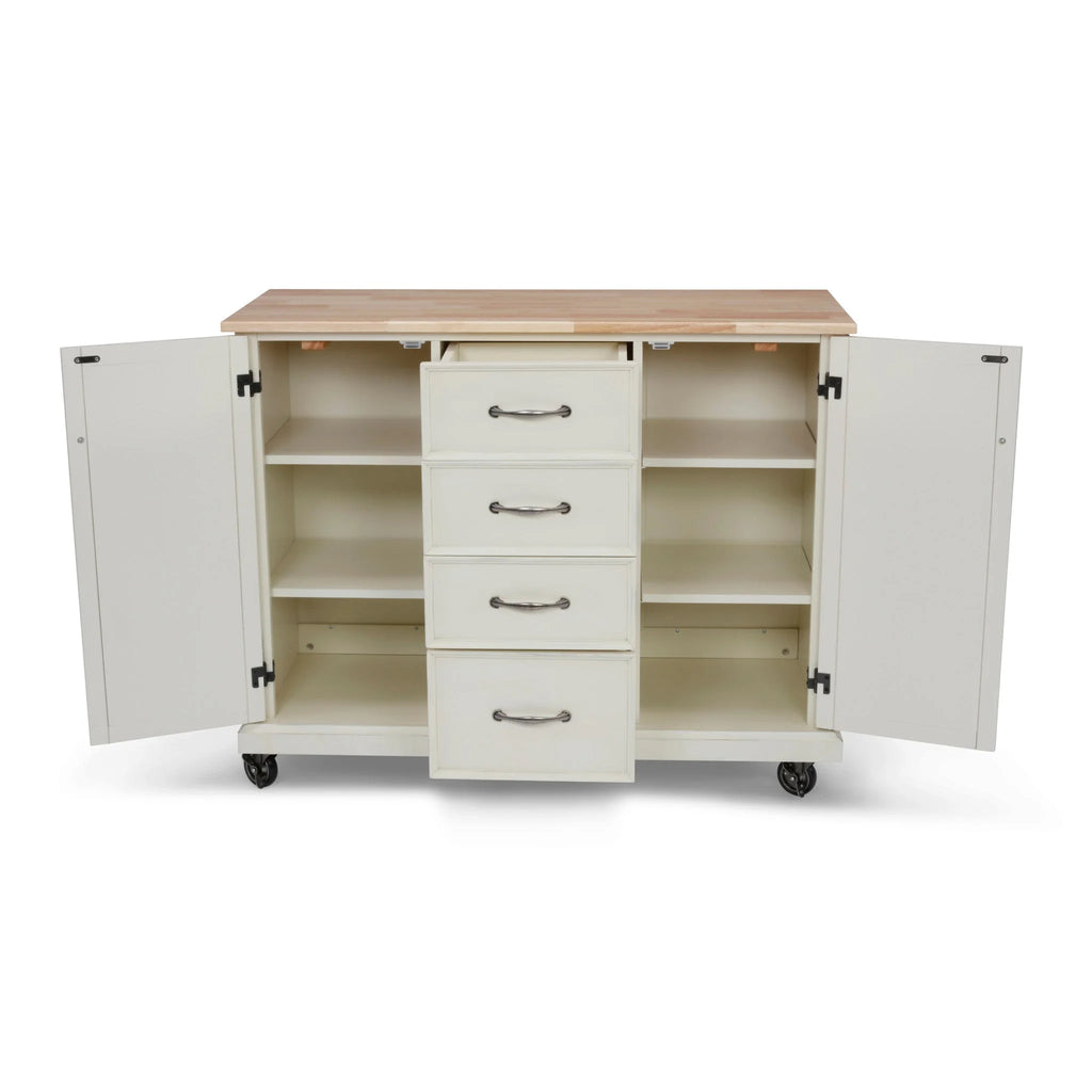 Off White Wood Kitchen Cart C929784